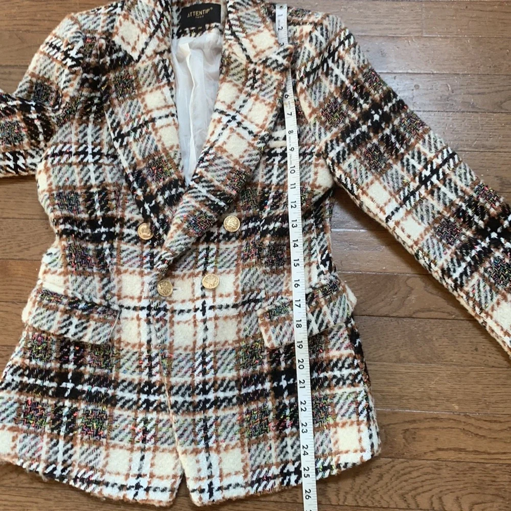 Attentif Paris Double Breasted Tweed Blazer Size 36 - Picture 9 of 13
